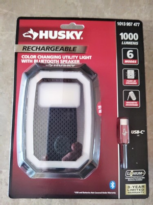 #ad Husky Rechargeable Color Changing Utility Light with Bluetooth Speaker 6 Modes $35.00