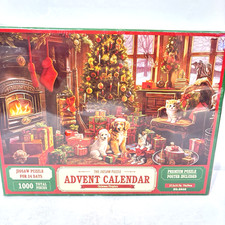 Christmas Fireplace Advent Calendar 1000 Piece Jigsaw Puzzle Holiday NIB