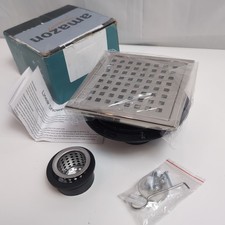 6 inch Square Shower Floor Drain with Flange Quadrato Pattern Grate Removable