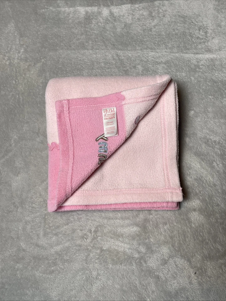 Carter's Child of Mine Baby Blanket Pink Fleece I Love Mommy Bear Soft Lovey - Image 2 of 4