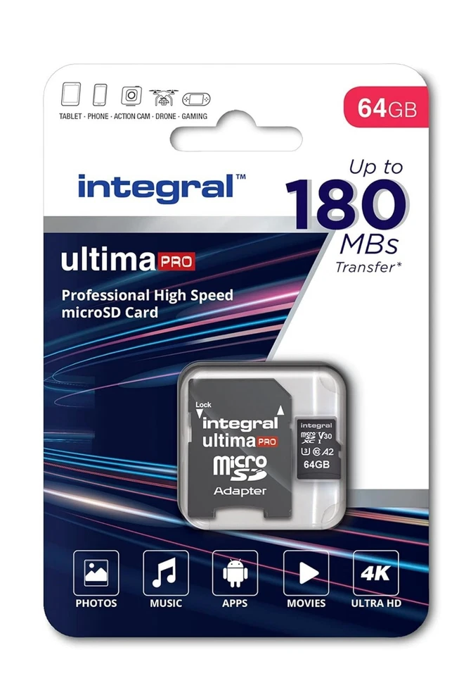 Micro SD Card SDHC SDXC Integral Memory TF Class 10 32GB 64GB 128GB FHD 4K V30 - Image 2 of 4