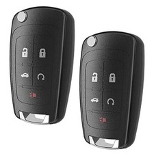 Flip Chevy Key Fob Keyless Entry Remote Start Control Replacement, 5-BTN-2Pcs