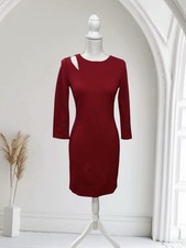 Catherine Malandrino Sz 0 Red Asymmetric Shoulder Cut Out Sheath Cocktail Dress