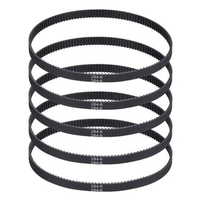 264mm GT-2 Timing Belt, 5pcs 6mm Width 2mm Pitch 3D Printing Closed Loop, Black