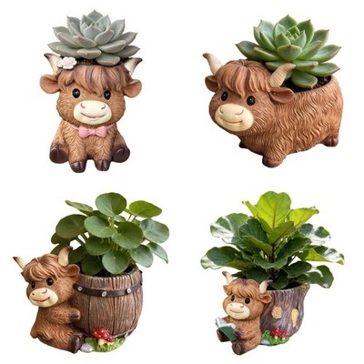 Handcrafted Resin High Land Cow Figurine That Double As Practical Desktop Decors
