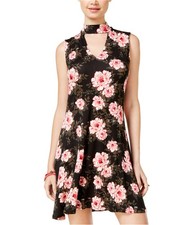 One Hart Womens Choker Shift A-line Dress, Black, X-Small