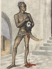 Gravure Art Déco signée Edouard Chimot Hérode décapitation Saint-Jean Baptiste