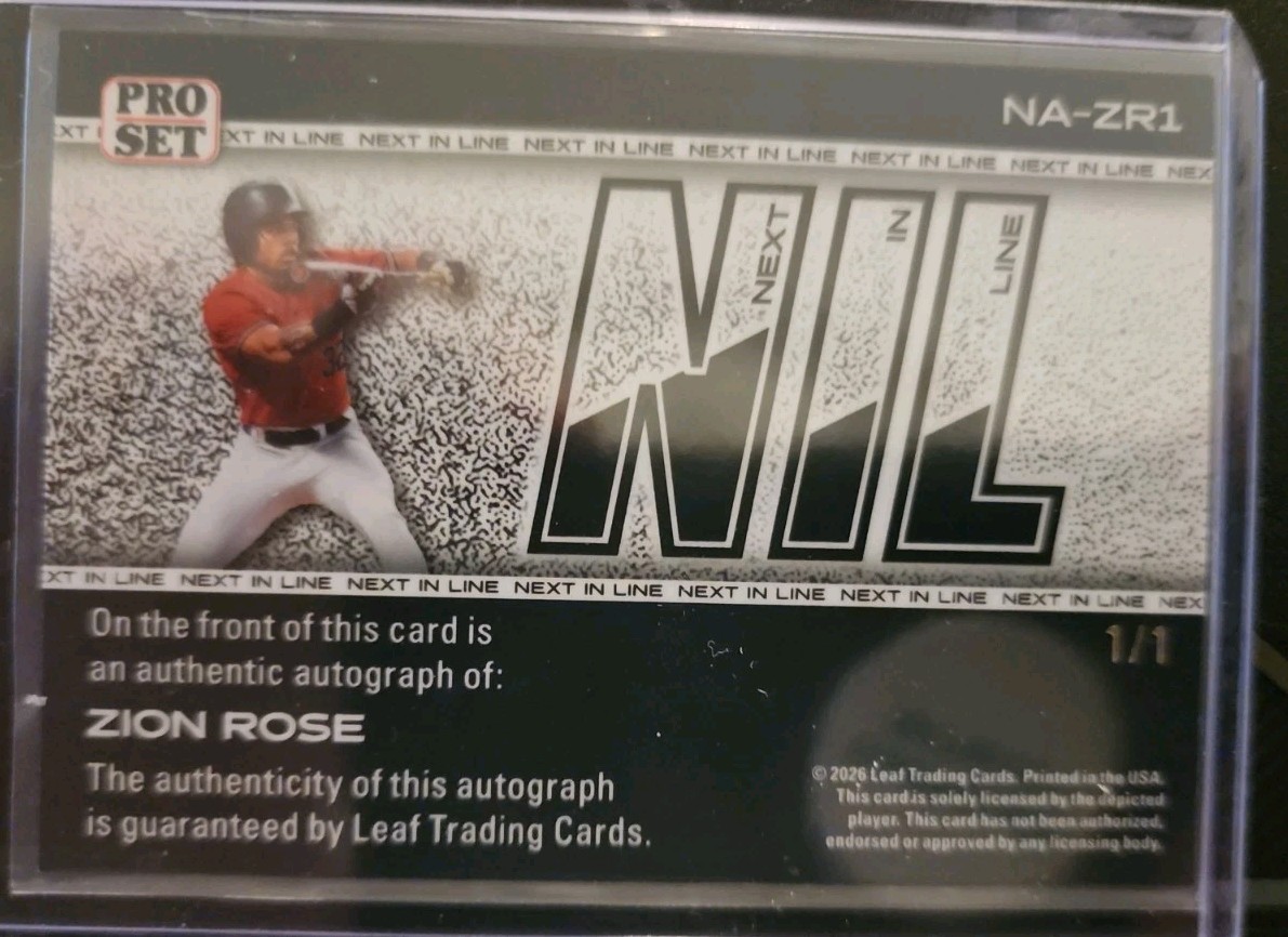 2026 Leaf Pro Set auto NIL ZION ROSE 1/1 Auto KC Royals/Louisville Cardinals  view 2