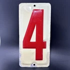 Vintage Embossed Tin Metal 10"x5" Gas Station Sign “4” Rectangular Red