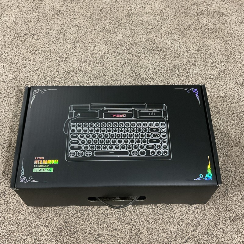 7KEYS Retro Typewriter Mechanical Gaming Keyboard, Vintage Style Computer Keyboa