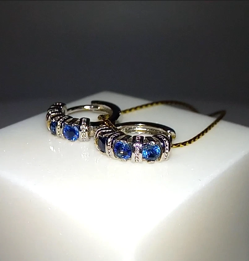 🔥🔥🔥Exklusive SAPHIR Creolen / Kreolen / Hoops Ohrringe in Silber & Weißgold - Bild 4 von 4