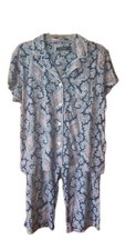 Lauren Ralph Cotton 2PC Capri Pajama Set Multi Color Women SZ M, L New