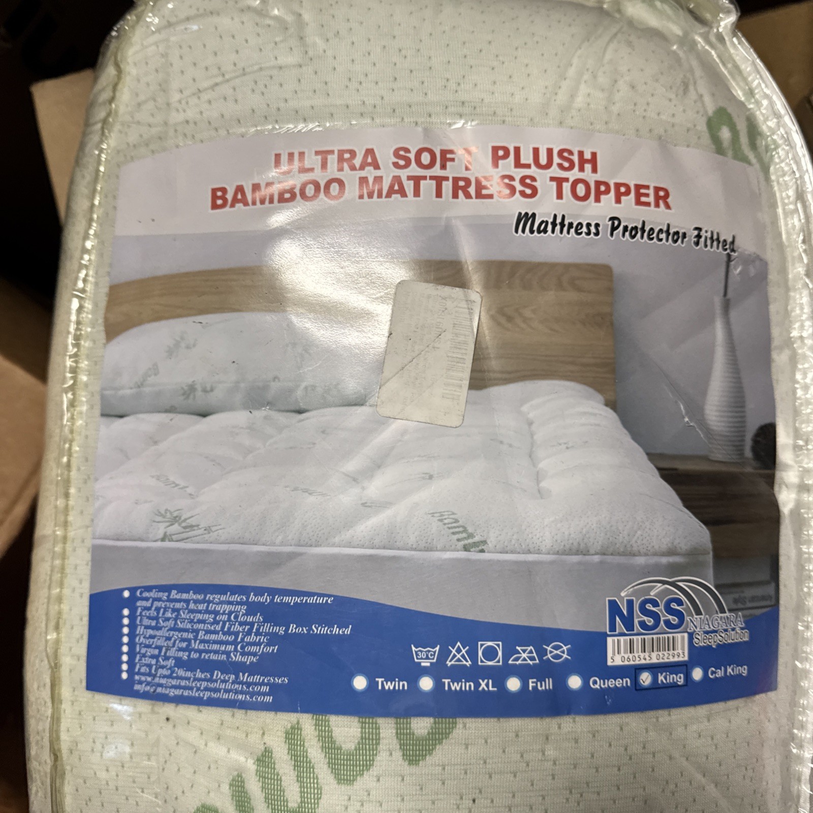 King Size Bamboo Mattress Topper - Cooling Pillows for Back Pain Relief