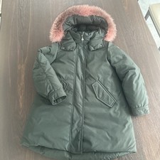 Moncler Piumino Bambina Cappuccio Rosa Pelliccia Bordo Verde 12y/152 Come Nuovo