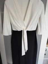 Quiz Black White Colourblock Wrap Dress V-Neck 3/4 Sleeve Midi UK 10