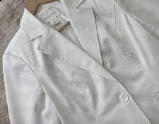 White House Black Market White Blazer Size 4 Corporate Chic Single Button Jacket