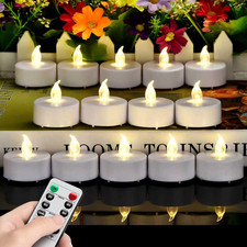 Flameless LED Tea Light Candles w Remote Timer Battery 400 Hrs Warm White 5PC XL