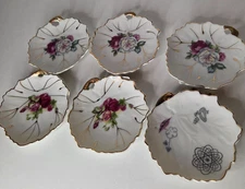 6 VINTAGE FLORAL TRINKET DISH - JAPAN - 4 X 4