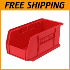 Heavy-Duty Stackable Storage Bins, 12 Pack - 11"x5"x5" Red for Garage & Pantry