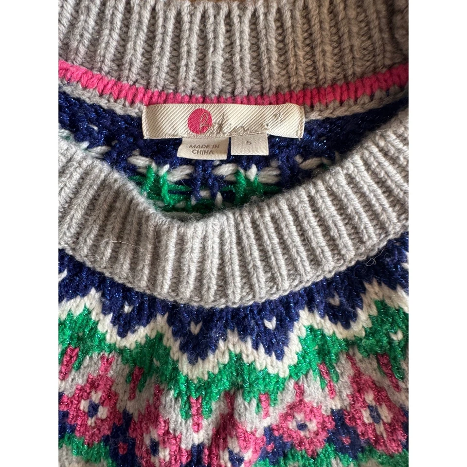 Suéter tejido Boden Fair Isle para mujer azul rosa verde gris mezcla de lana talla S Foto 4 de 4