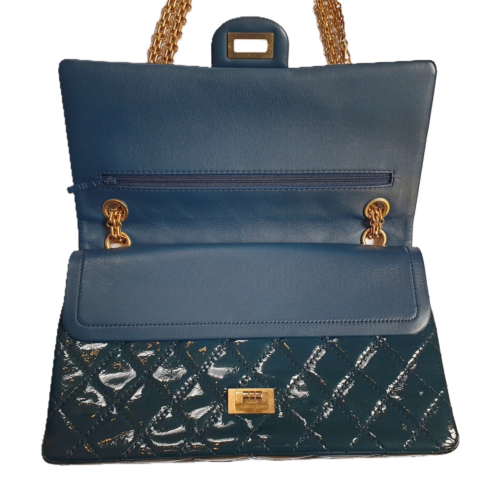 CHANEL 2.55 Reissue Medium Petrol Gold Hardware - Rare Color - Very Clean image 7