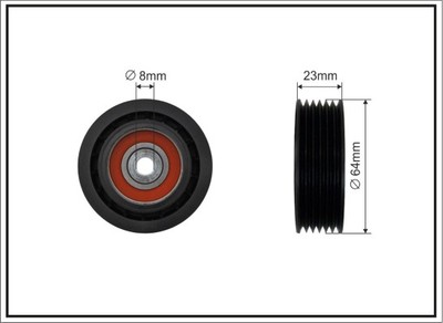 Caffaro 80-29 Deflection/Guide Pulley, V-ribbed belt for SAAB