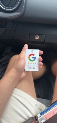 Google Review Card with QR Code, Multicolor ''G'' Logo and Stars