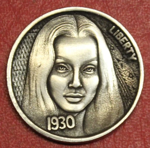 HOBO Buffalo Nickel Morticia Addams / Carolyn Jones Real US Nickel
