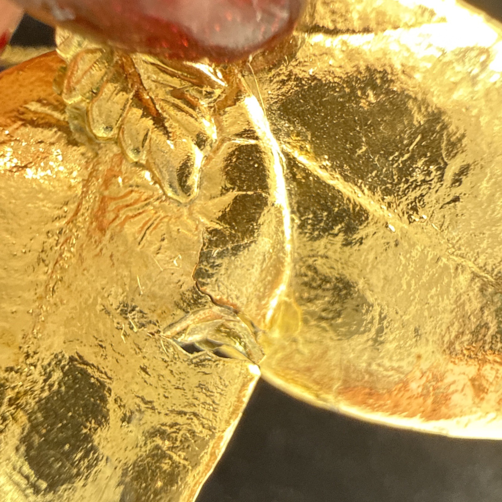 Delicate Gold Dipped Real Double Leafed Pendant 3… - image 5