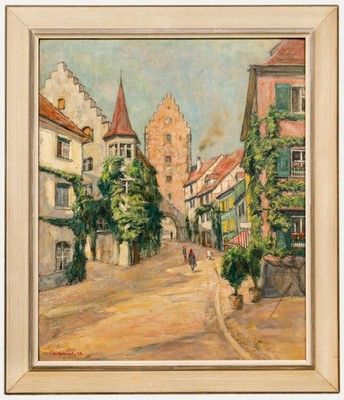 Erich Krause (1886-1954) - Deutsche Schule 1942 Öl, Eine Straße In Meersburg.