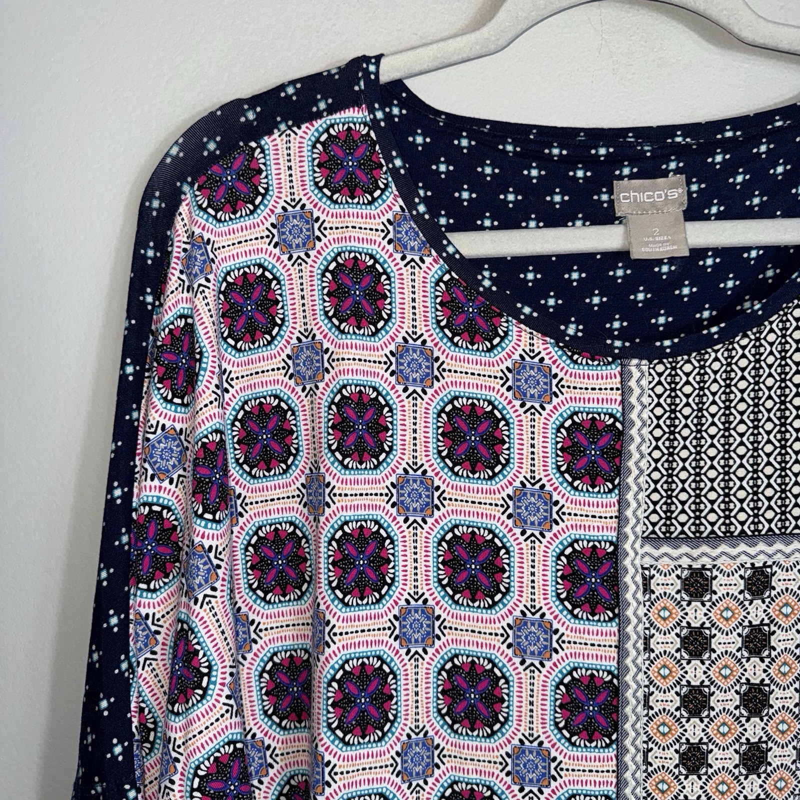 Chico's Patchwork Pullover Top-Short Dolman Sleev… - image 3