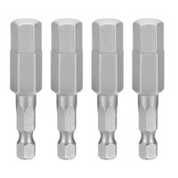 "4 StüCk 3/8\" Sae Sechskant-Bohreraufsatz 50Mm LäNge Magnetische Bits Grau"