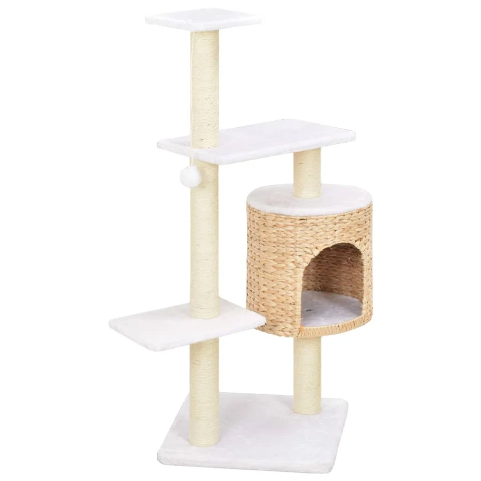 Natural Seagrass Cat Tree 107cm with Soft Plush & Sisal Rope, Cozy House - Image 2 of 4