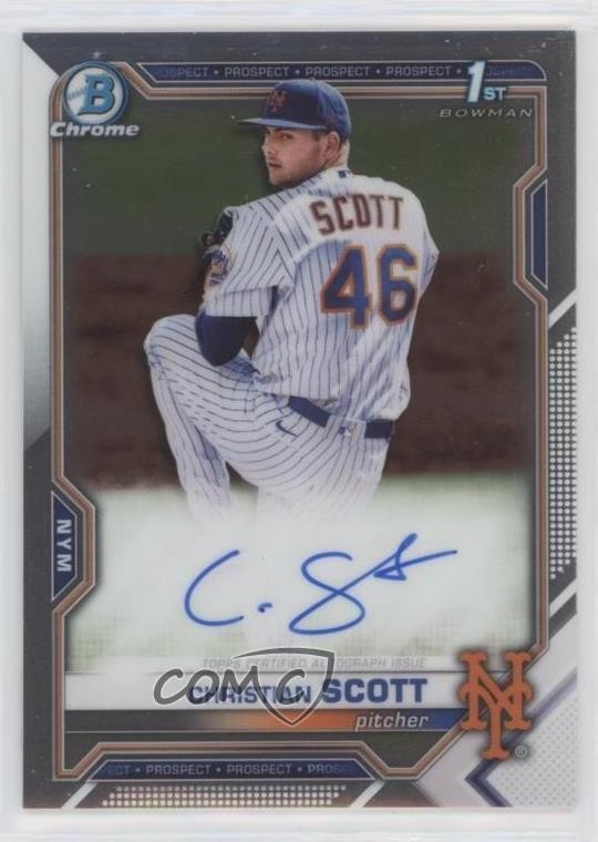 2021 Bowman Draft Chrome Draft Pick Auto Christian Scott #CDA-CS Auto 06gy