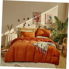 Burnt Orange Velvet Comforter Set Queen Fluffy Rust Bedding Comforter Queen