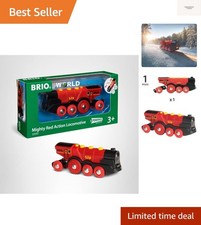 World Mighty Red Action Locomotive - Battery-operated Toy Train for Wooden Tr...