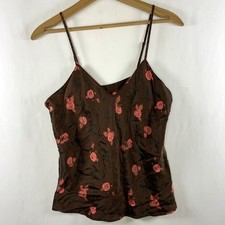 VTG 90s Womens 100 Silk Cami Top Sz 6 Fairy Grunge Romantic Roses Washable