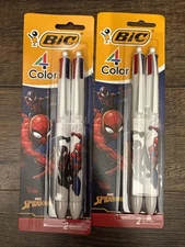 BIC 4-Color Marvels Spiderman Retractable Ballpoint Pens Medium, 2 Pk Lot of 2