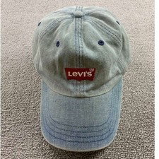 Levi's Denim Hat Cap One Size Washed Blue Snapback Red Tab Bat Wings Embroider
