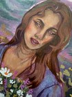 Original Painting 6x8, Whimsical Woman Portrait, Signed — photo 3