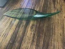 RARE Blenko Art Glass Cornucopia Horn In Teal Blue-green 19” glass.  ** Chip**