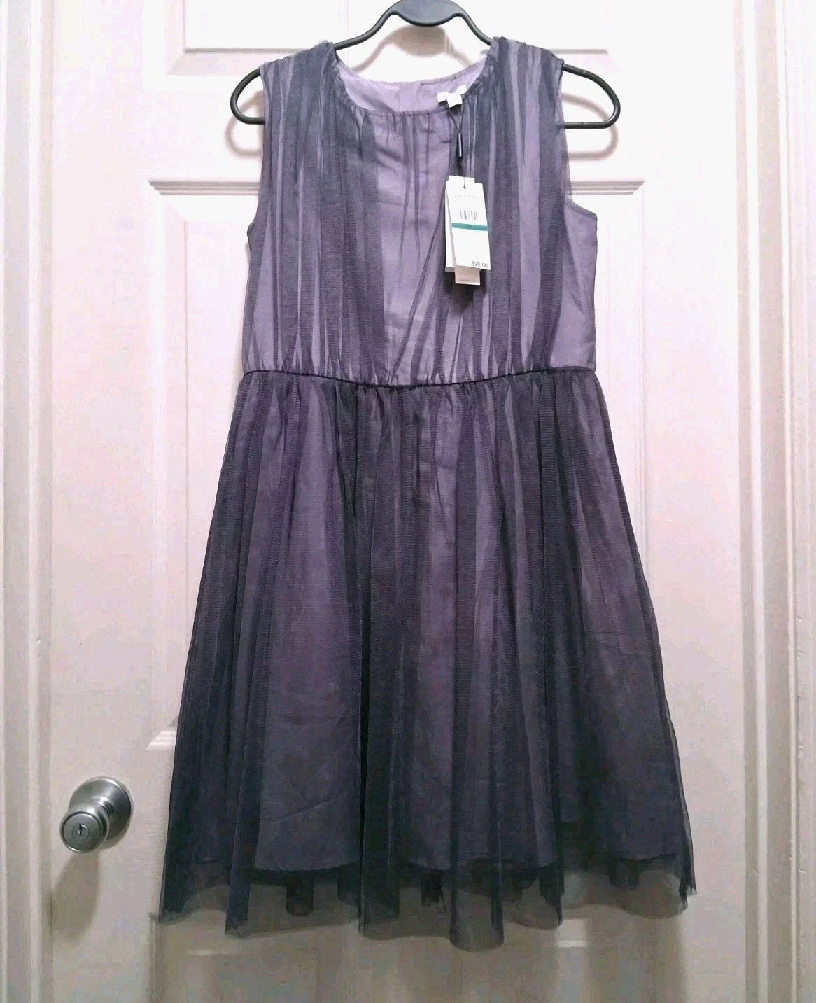 NWT Calvin Klein Printed Modern Tutu Designer Dress Girls Purple Lined MSRP $90