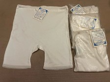 VNTG 60s Granny High Waist Long Leg Brief Panties Bloomers Set of 4 White M