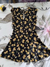 Reformation Pacey Minidress Lemon Print, Size 4 with Black and Yellow Drops