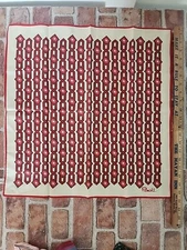Vintage Red & Tan Scarf By Paoli Japan Chainlink Pattern 100% Polyester 26 Inch