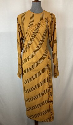 zara yellow dress long sleeve BUTTONED MIDI DRESS - Yellow