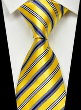 New Classic Striped Yellow Blue 100 Silk Men's Necktie Neck Tie 3.15'' 8CM 