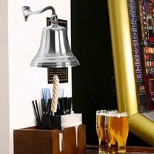 Nautical Large Ship Bell 7inch Chrome Finish Wall Mountable Bell for Pubs & Home