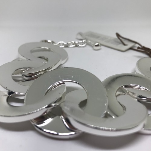 $425~NWT~ROBERT LEE MORRIS STUDIO~SILVER LINKED CIRCLES CHAIN BRACELET~DESIGNER~ - Picture 2 of 11