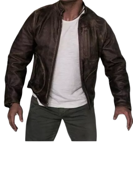 MENS DWAYNE JOHNSON BIKER MOVIE MOTORCYCLE LEATHER JACKET